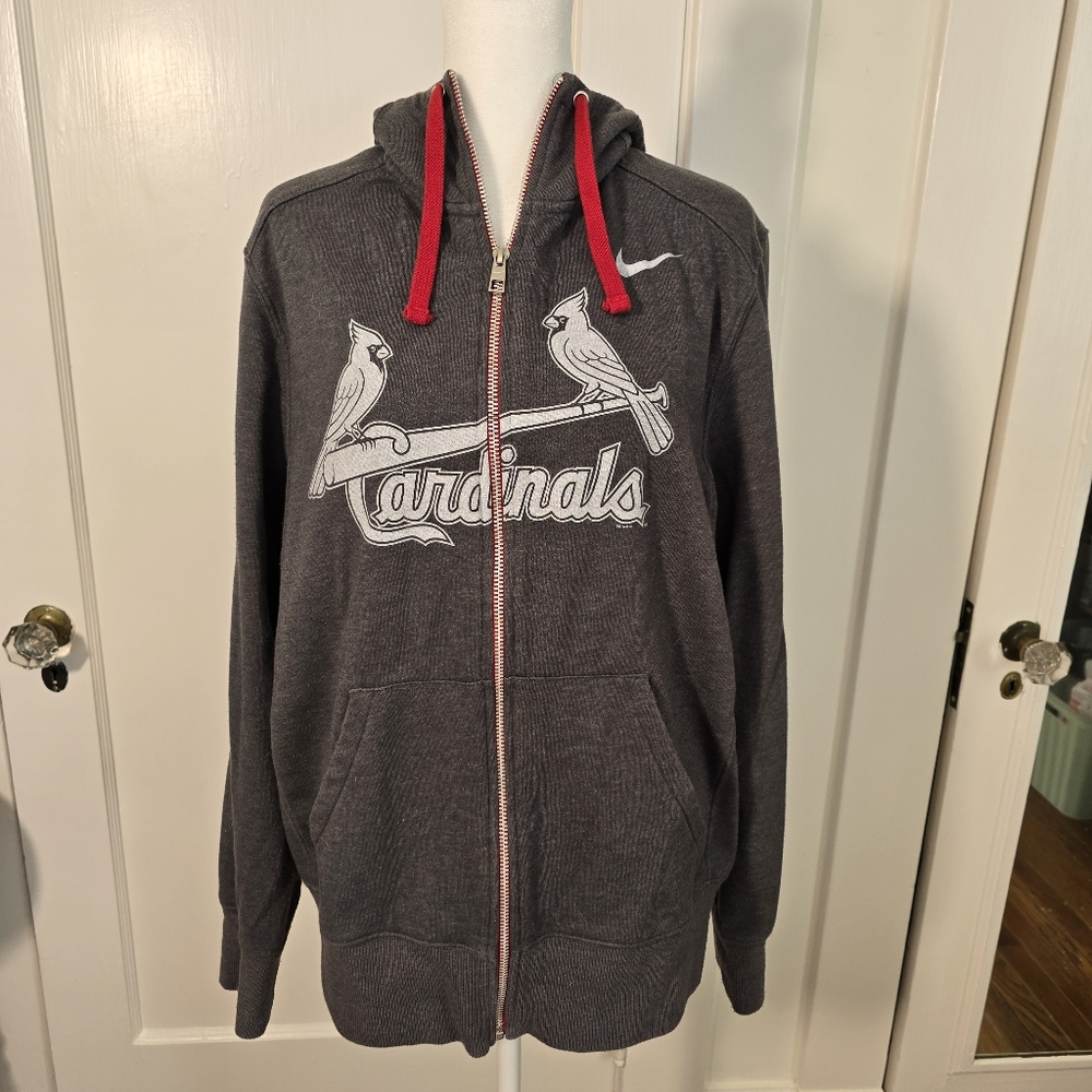 Gray Nike Cardinals Zip-Up Hoodie with Red Accents